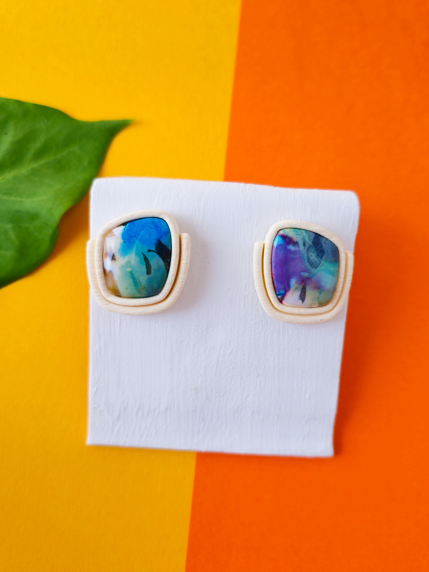 Stud Earrings "Asta" in Colorful & Beige