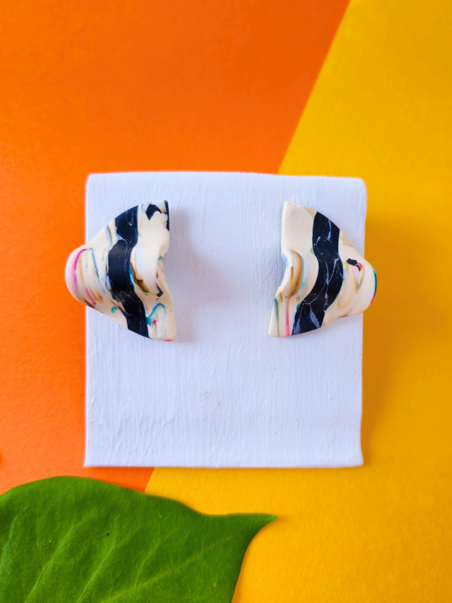 Earrings "Ragna" in Beige & Colorful