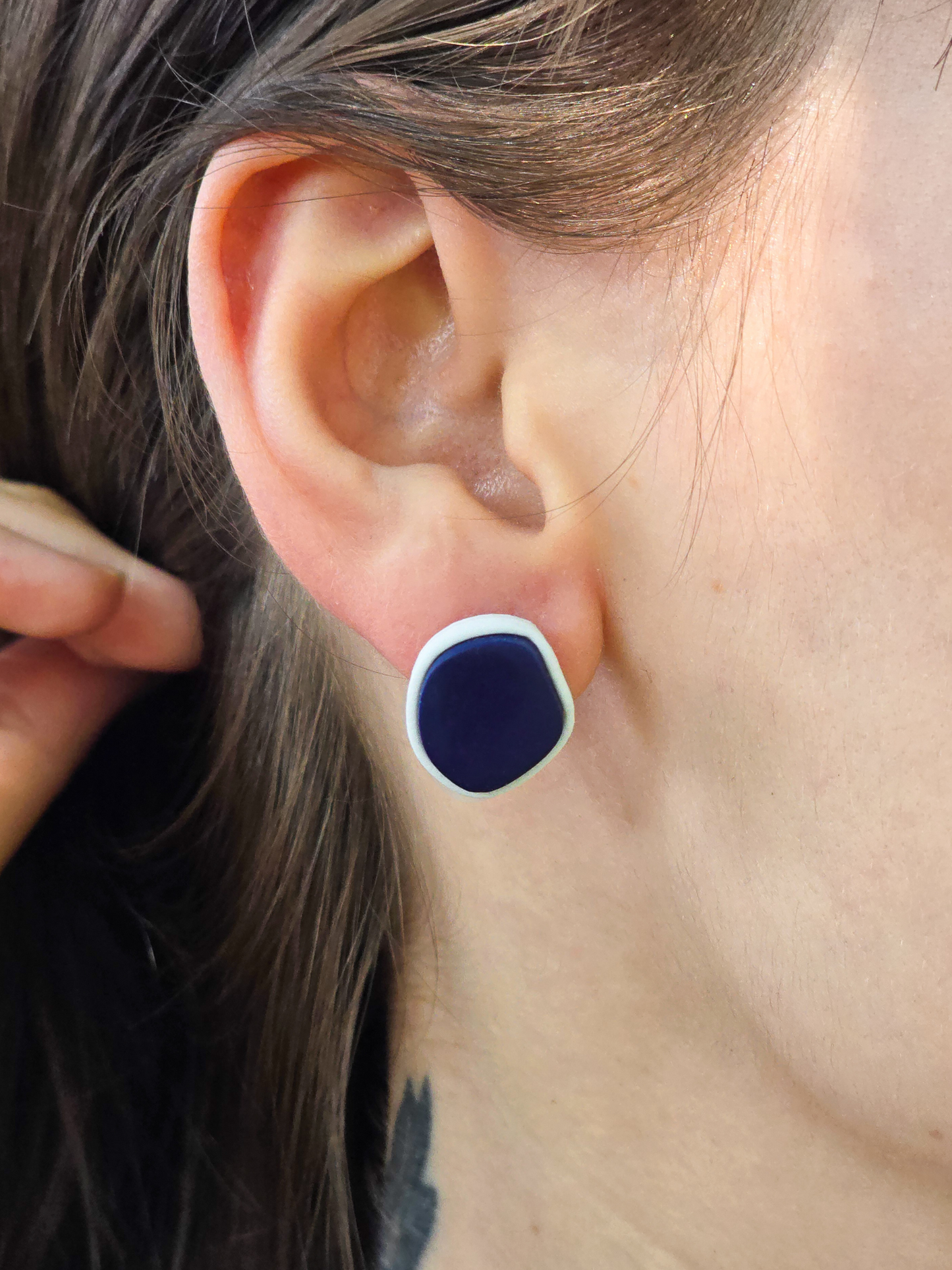 Stud Earrings "Ella" in Blue & White
