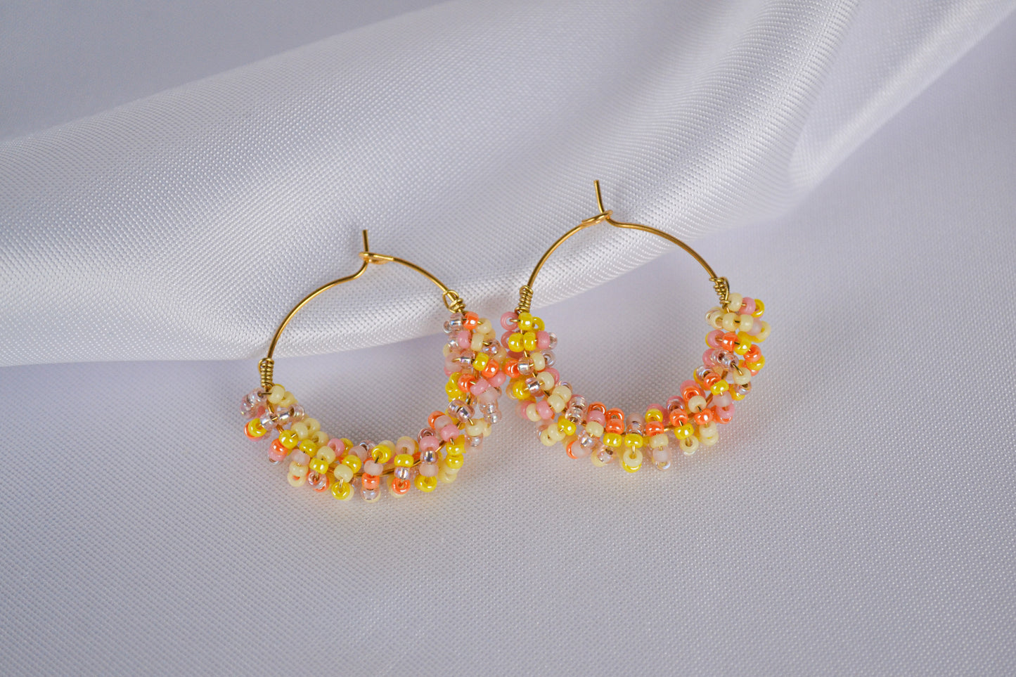 Beaded Hoops "Pink Lemonade"