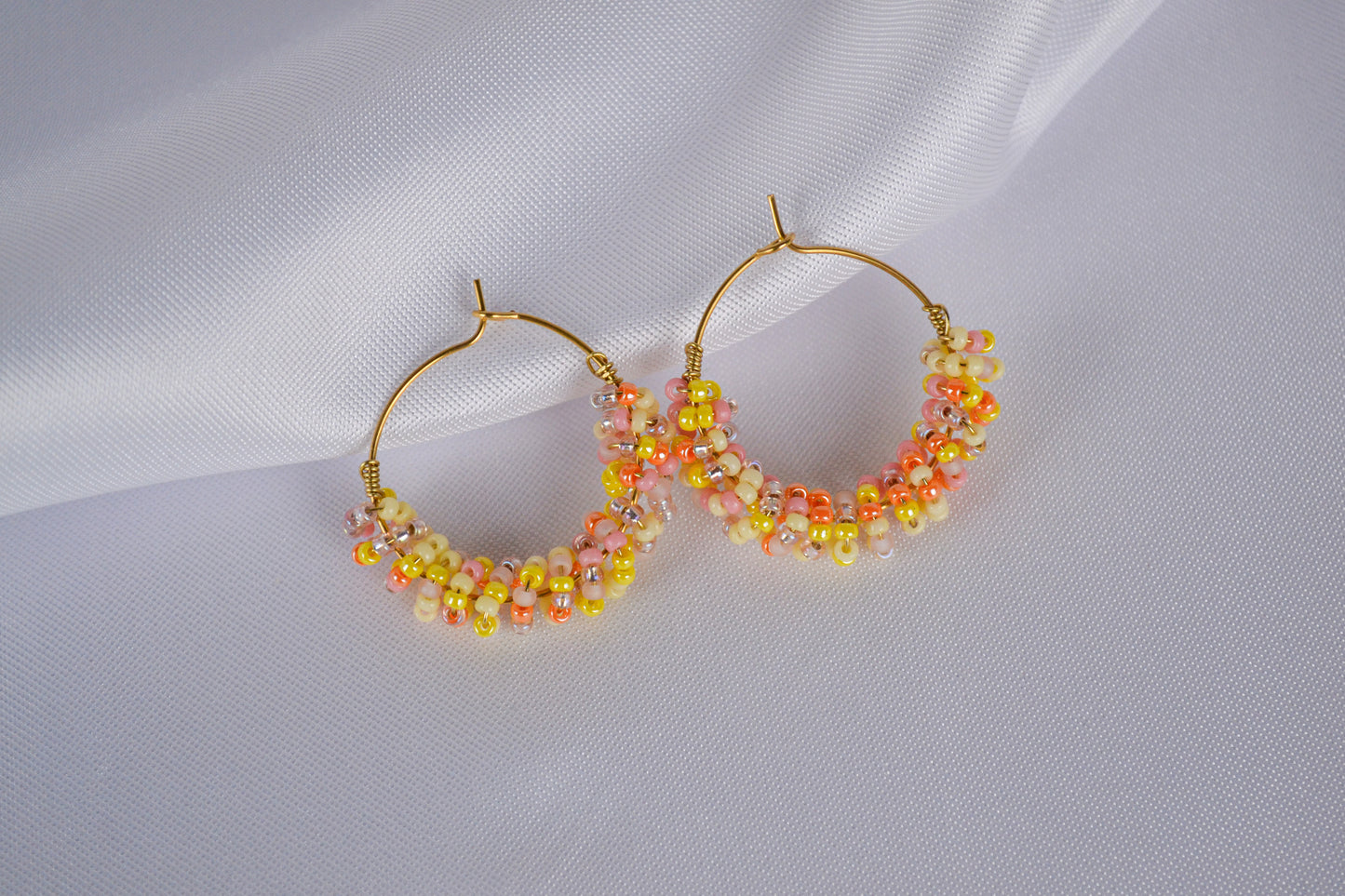 Beaded Hoops "Pink Lemonade"