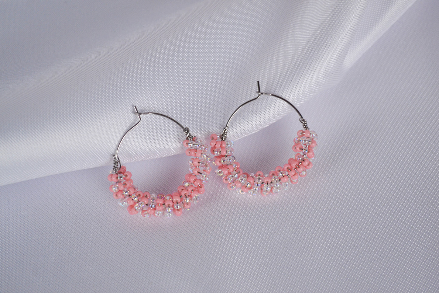 Beaded Hoops "Pretty In Pink"