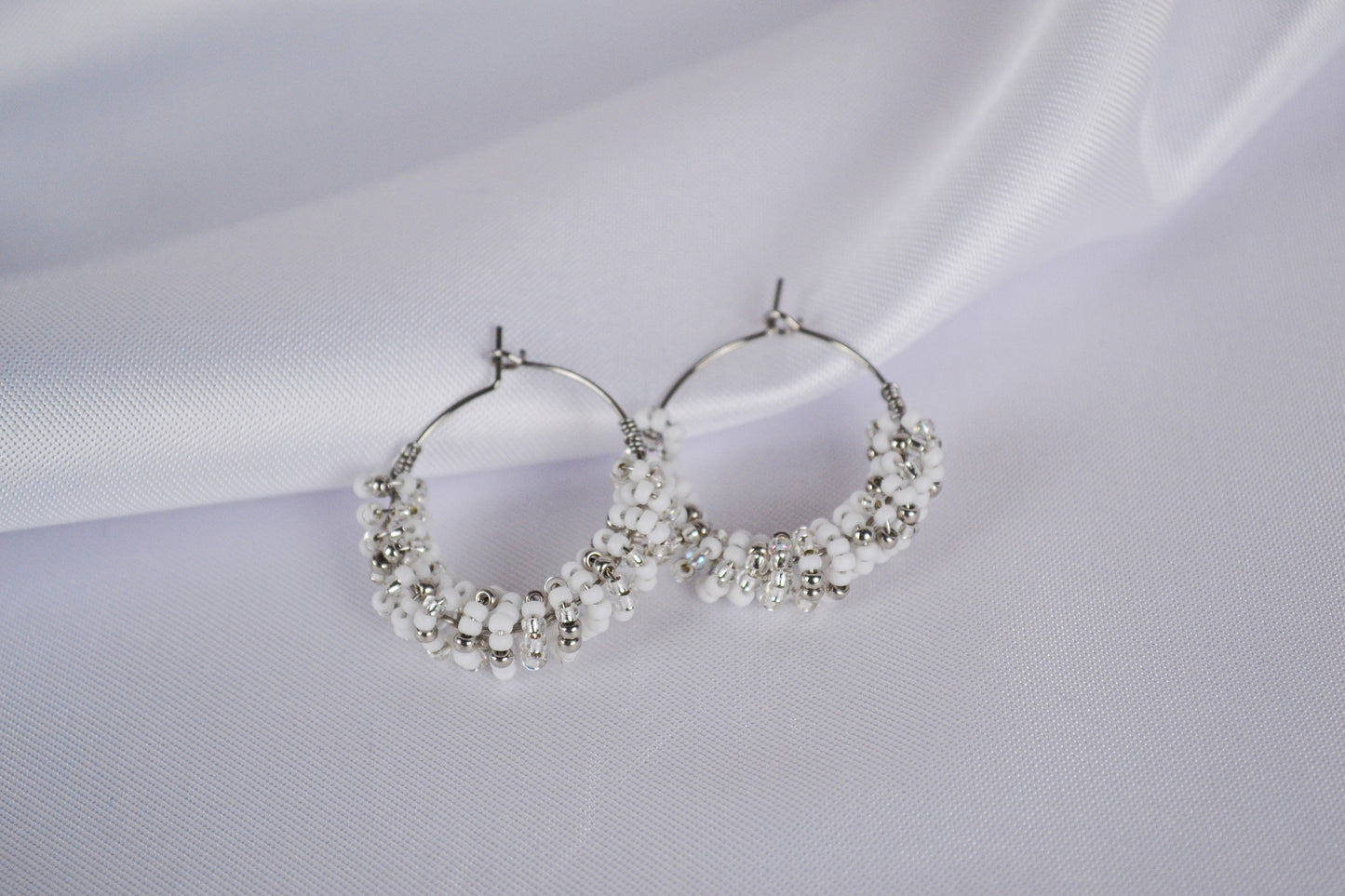 Beaded Hoops "Dream In White"