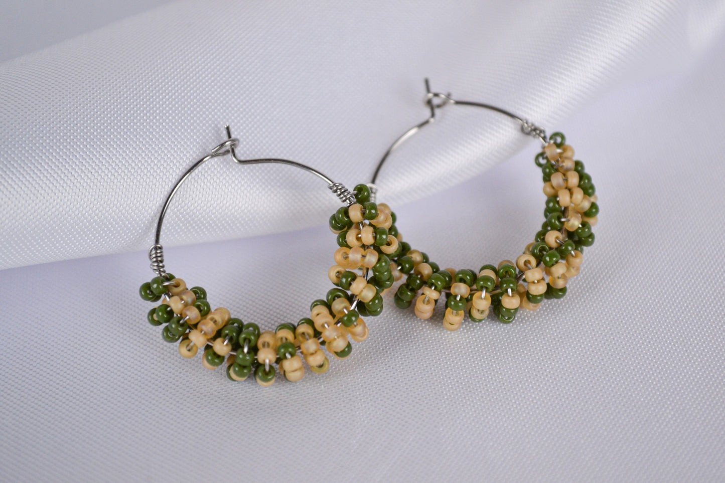 Beaded Hoops "Forest Green"