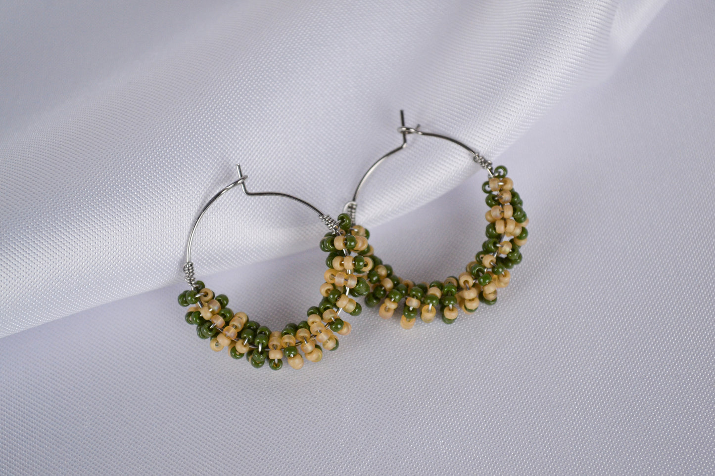 Beaded Hoops "Forest Green"
