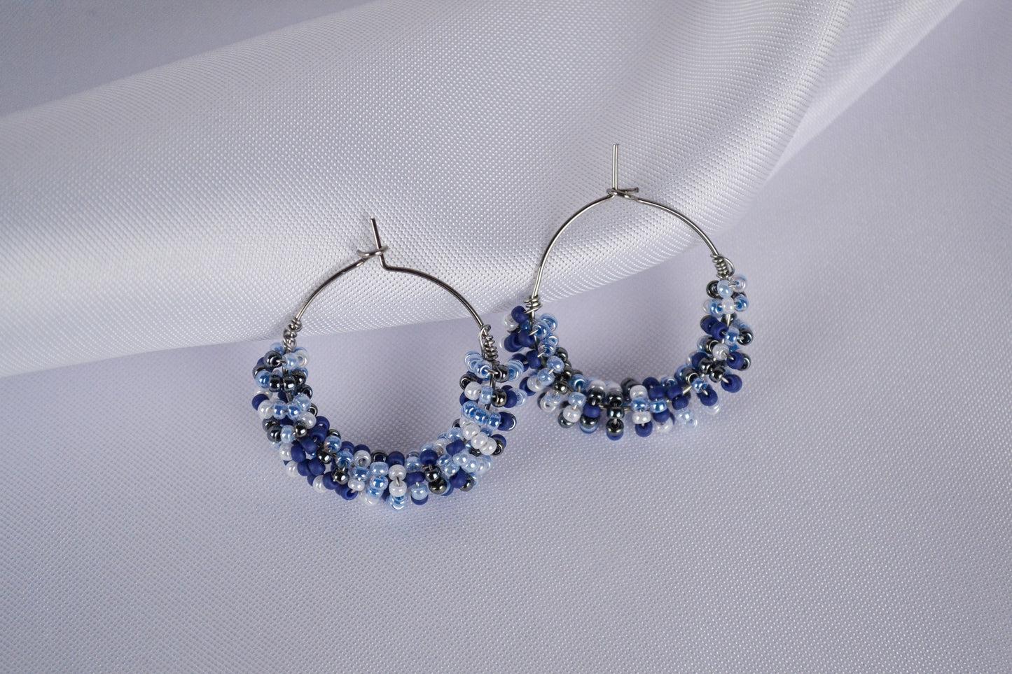 Beaded Hoops "Blues"