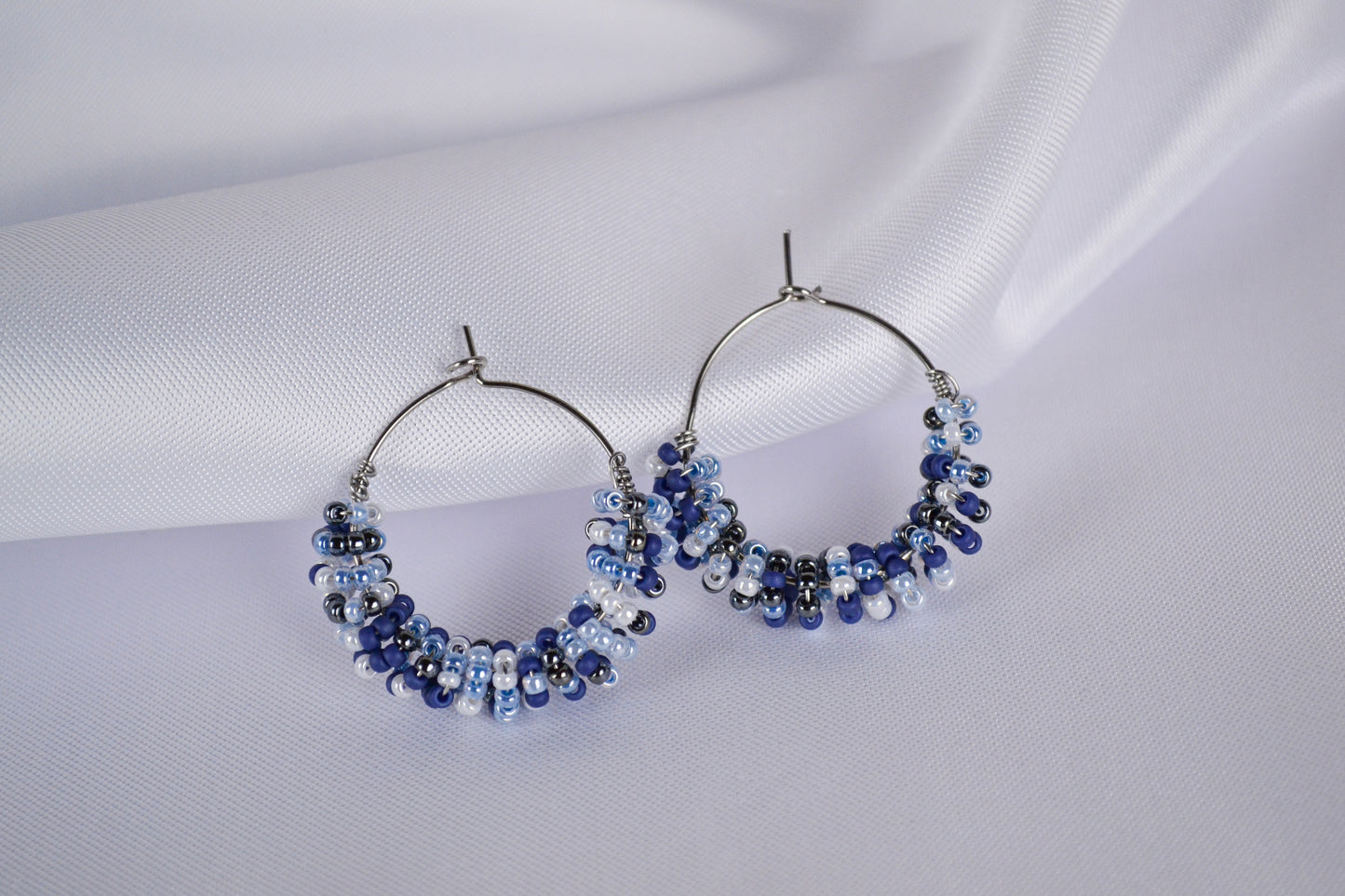 Beaded Hoops "Blues"