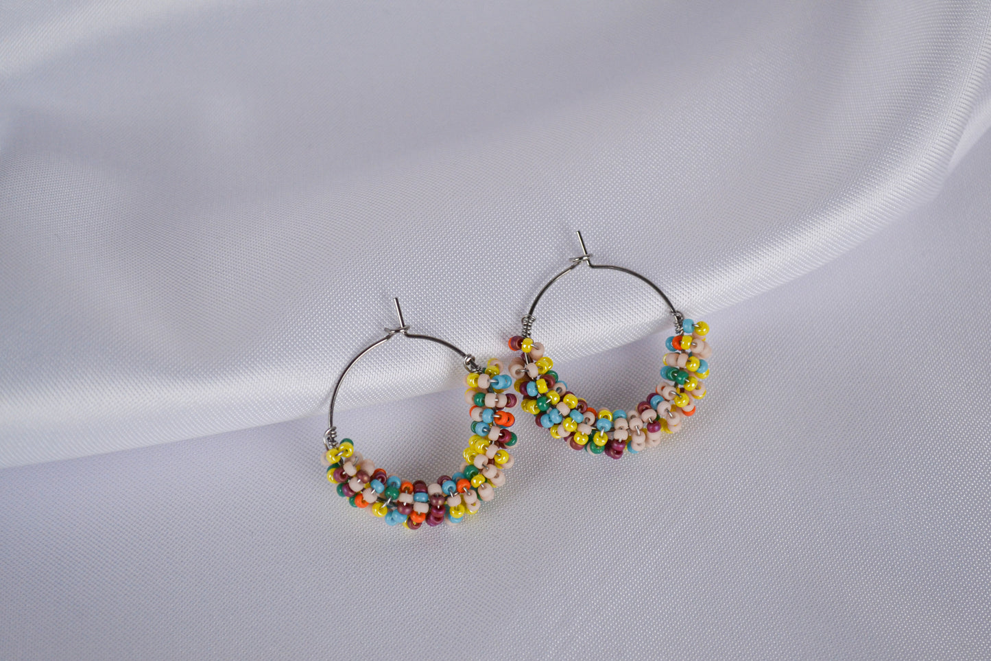 Beaded Hoops "Rainbow Boho"