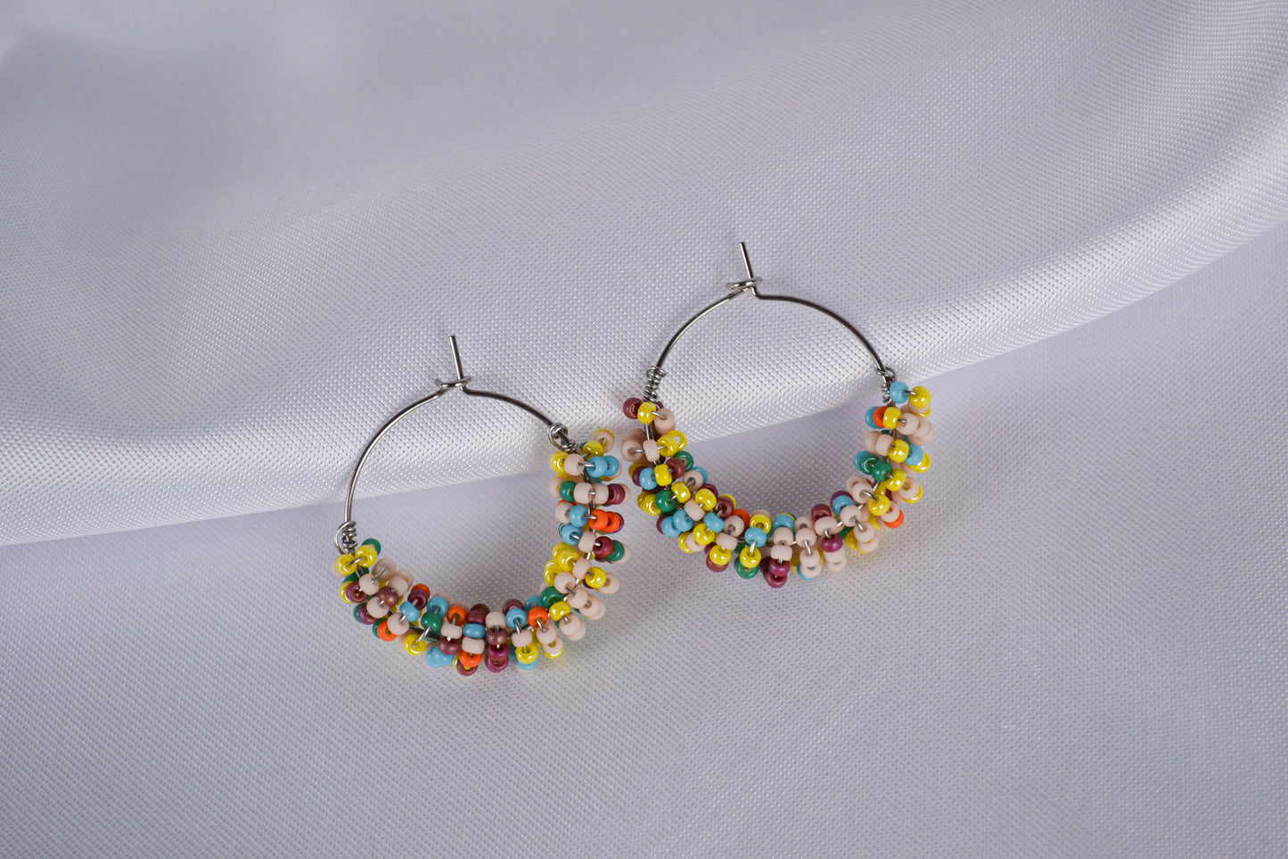 Beaded Hoops "Rainbow Boho"