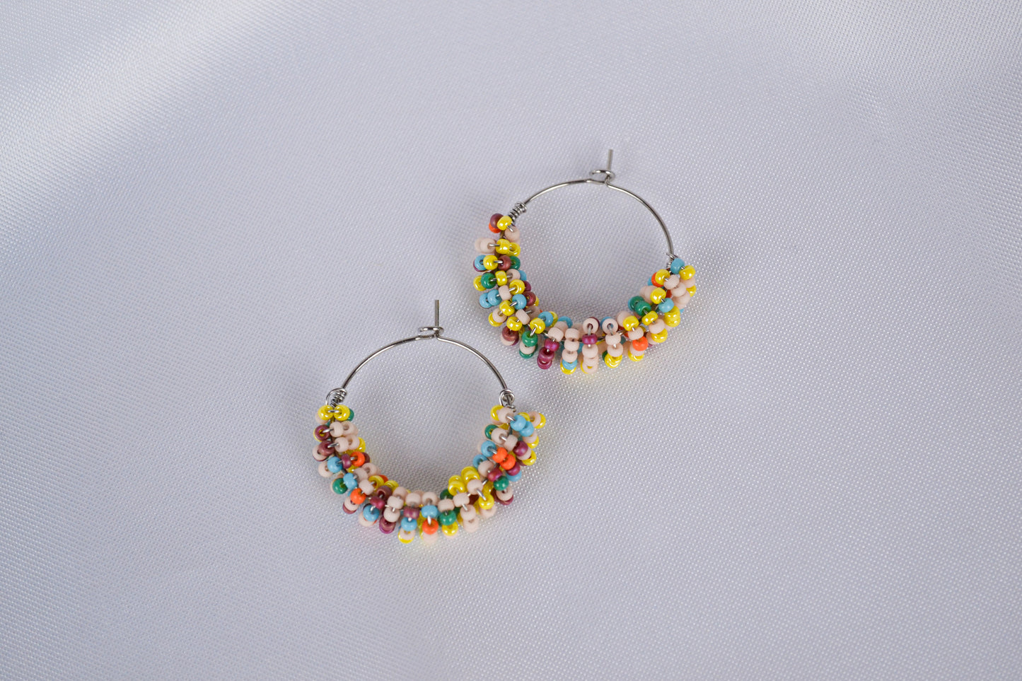 Beaded Hoops "Rainbow Boho"