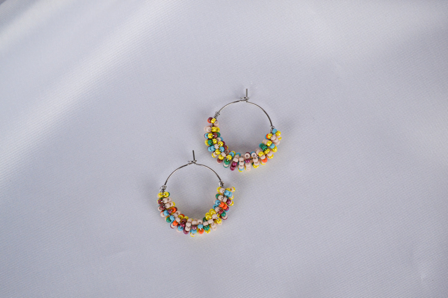 Beaded Hoops "Rainbow Boho"