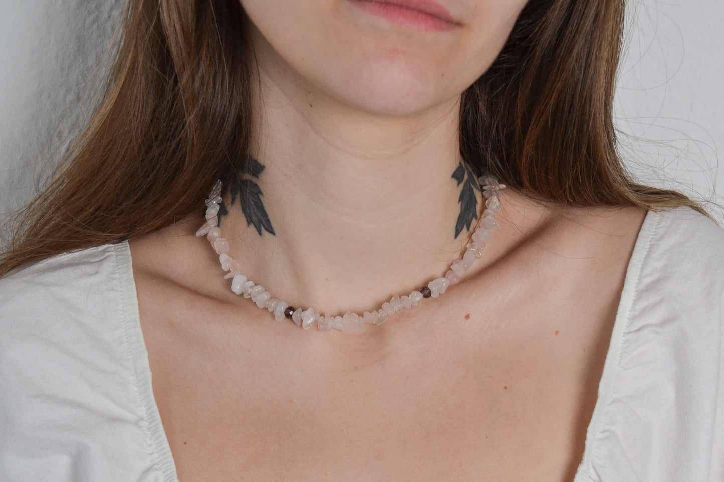 Edelsteinkette Gaia mit Rosenquarz