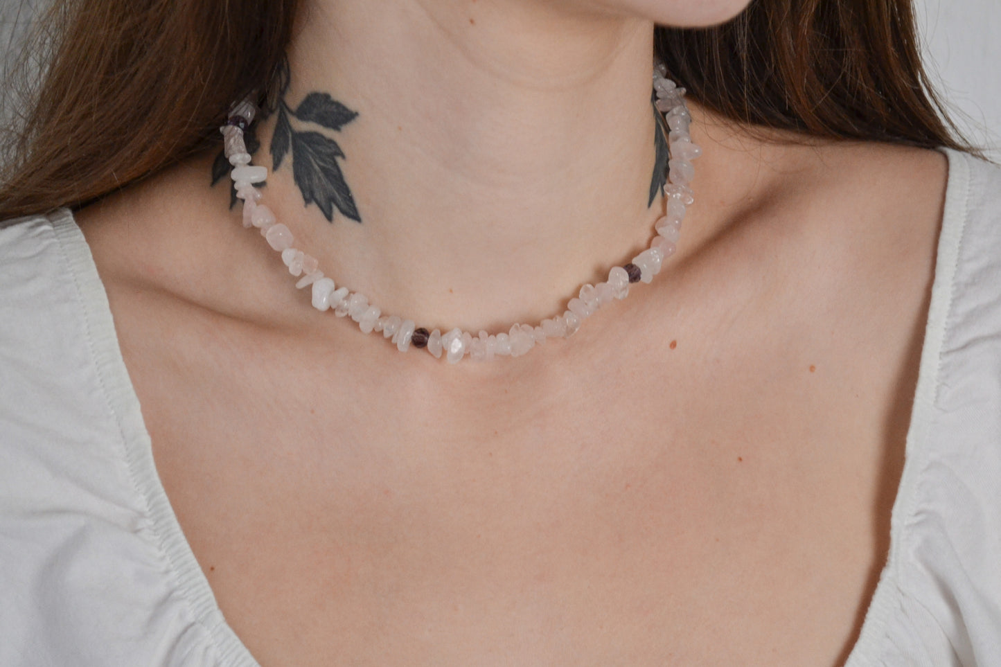 Edelsteinkette Gaia mit Rosenquarz