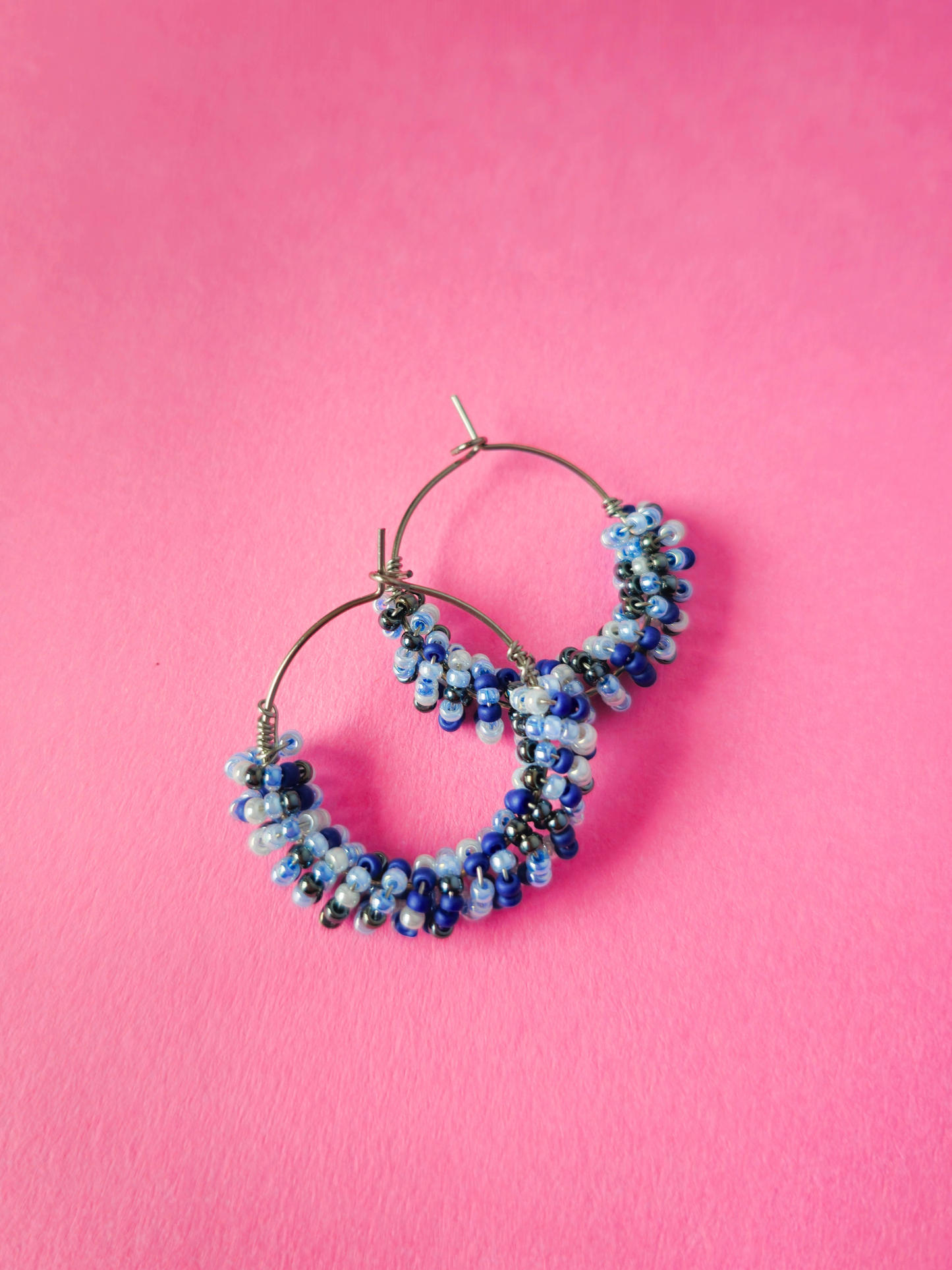 Beaded Hoops "Blues"