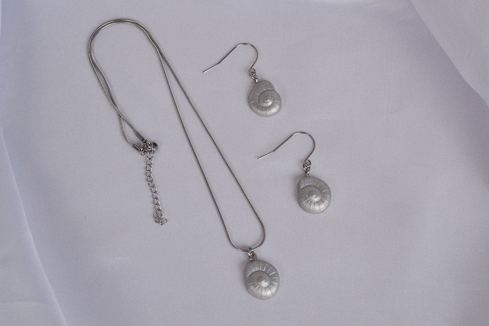 Schmuck Set mit silber Muscheln und Snake Chain Kette