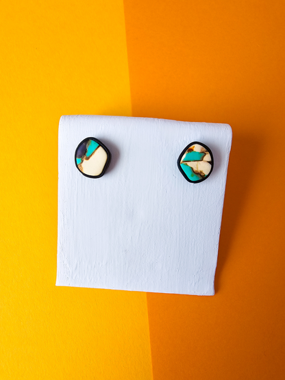 Stud Earrings "Ella" in Turquoise & Black