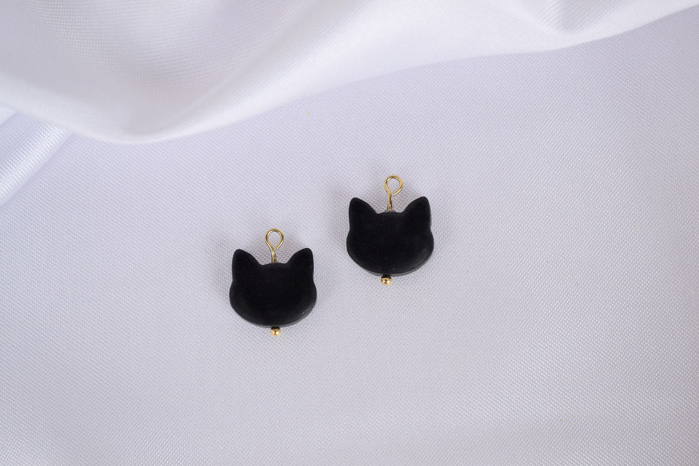 Katzen Anhänger in Schwarz und Gold