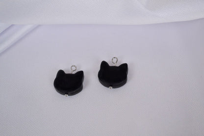 Katzen Anhänger in Schwarz und Silber