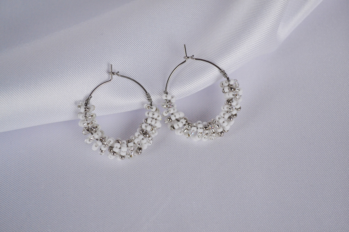 Beaded Hoops "Dream In White"