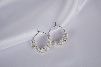 Beaded Hoops "Dream In White"