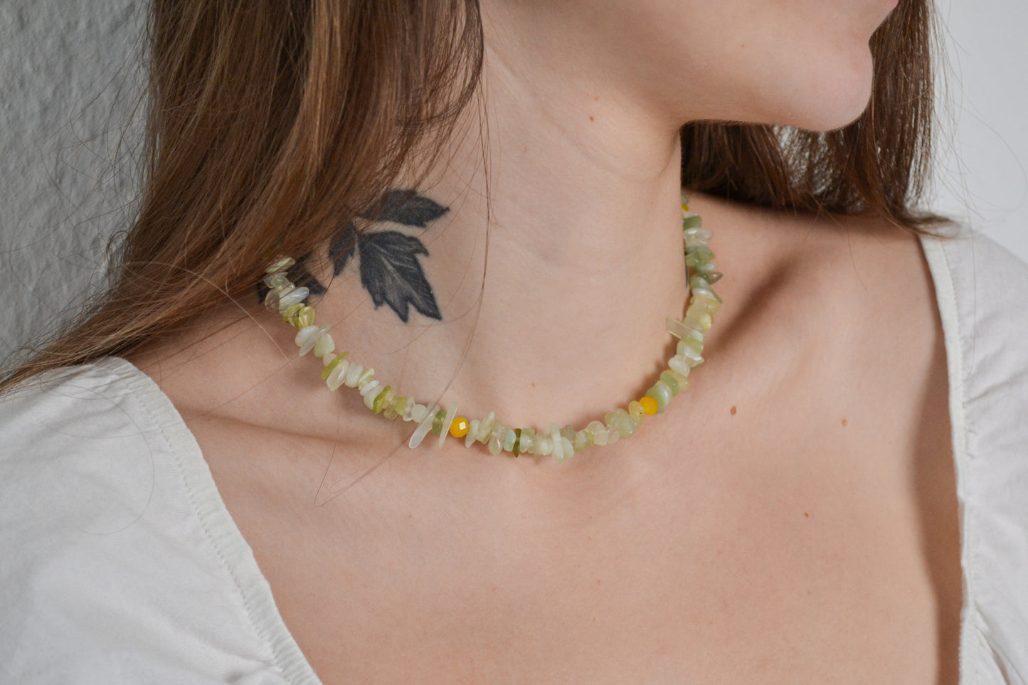 Gemstone necklace Gaia with serpentine