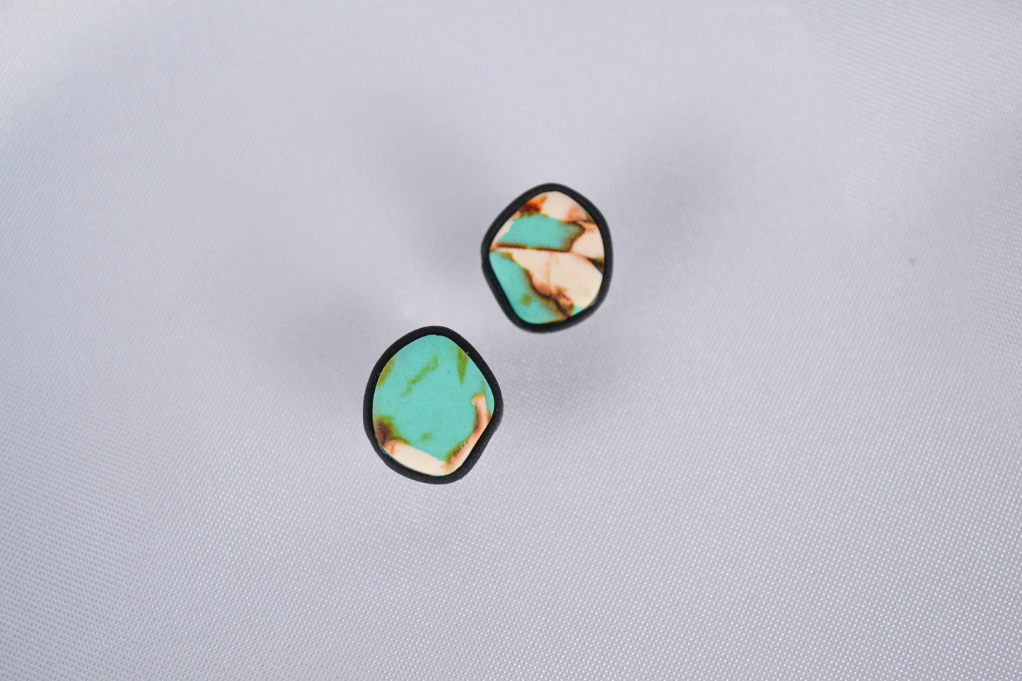 Stud Earrings "Ella" in Turquoise & Black