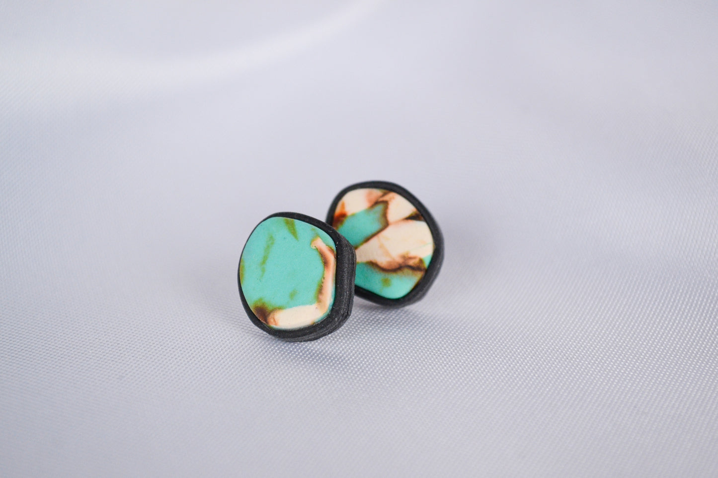 Stud Earrings "Ella" in Turquoise & Black