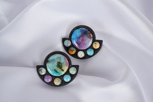 Stud Earrings "Freya" in Colorful & Black