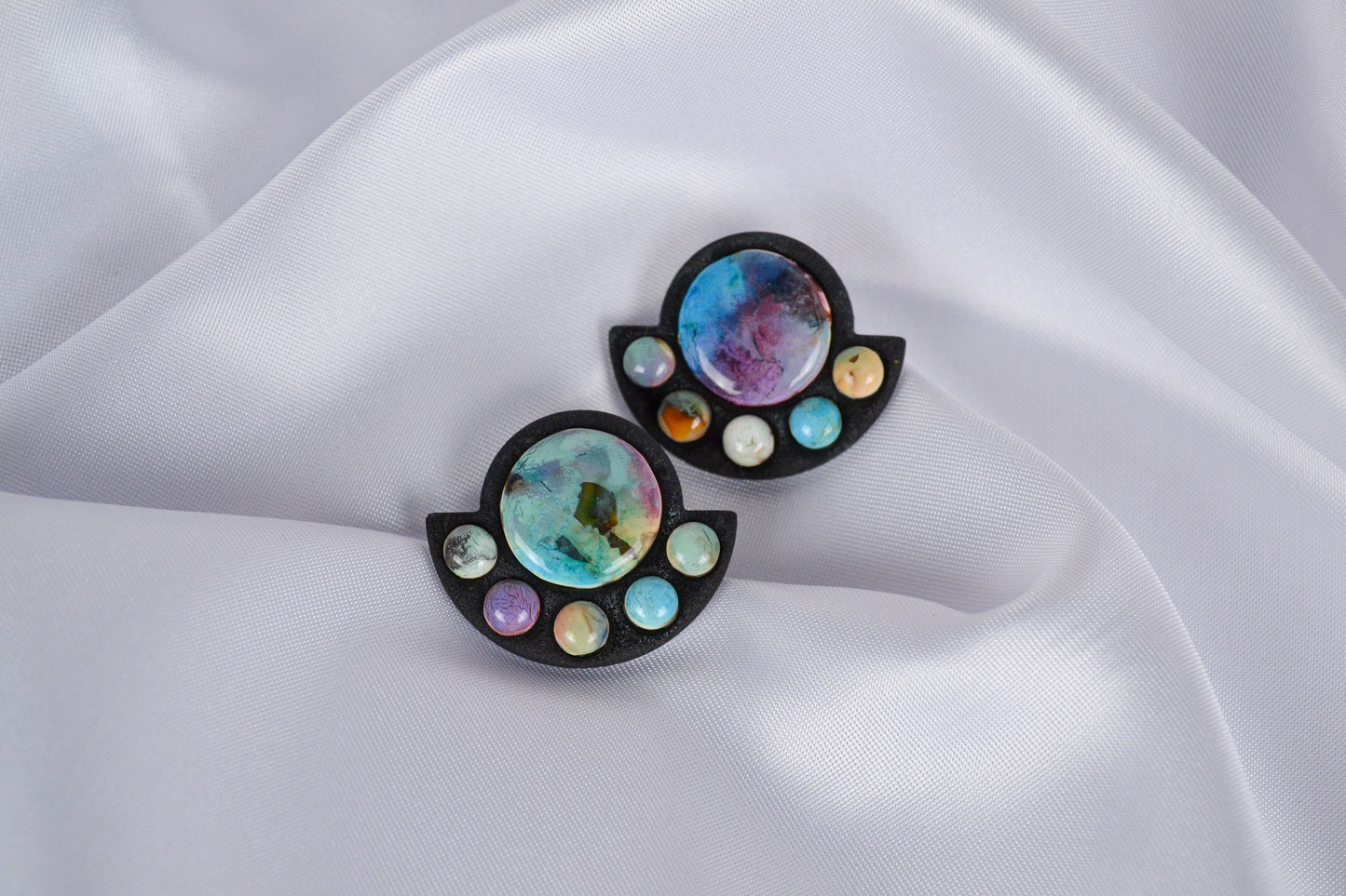 Stud Earrings "Freya" in Colorful & Black