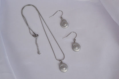Schmuck Set mit silber Muscheln und Snake Chain Kette